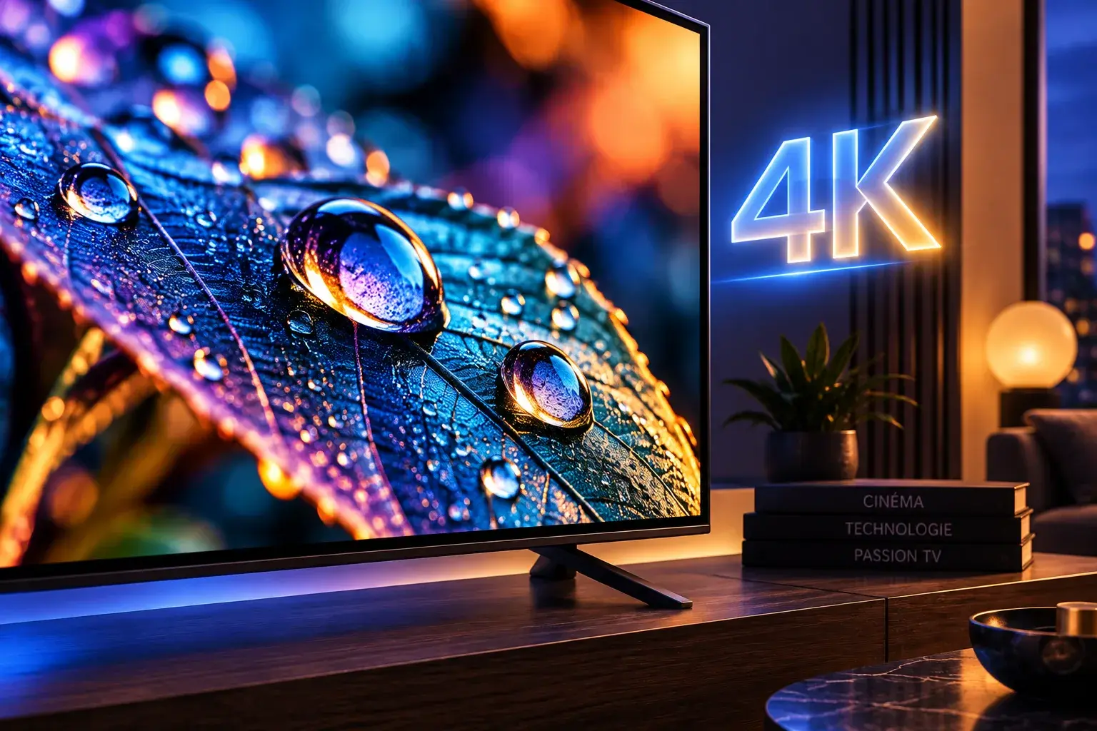 Détail d'une image Ultra HD sur téléviseur — abonnement IPTV 4K